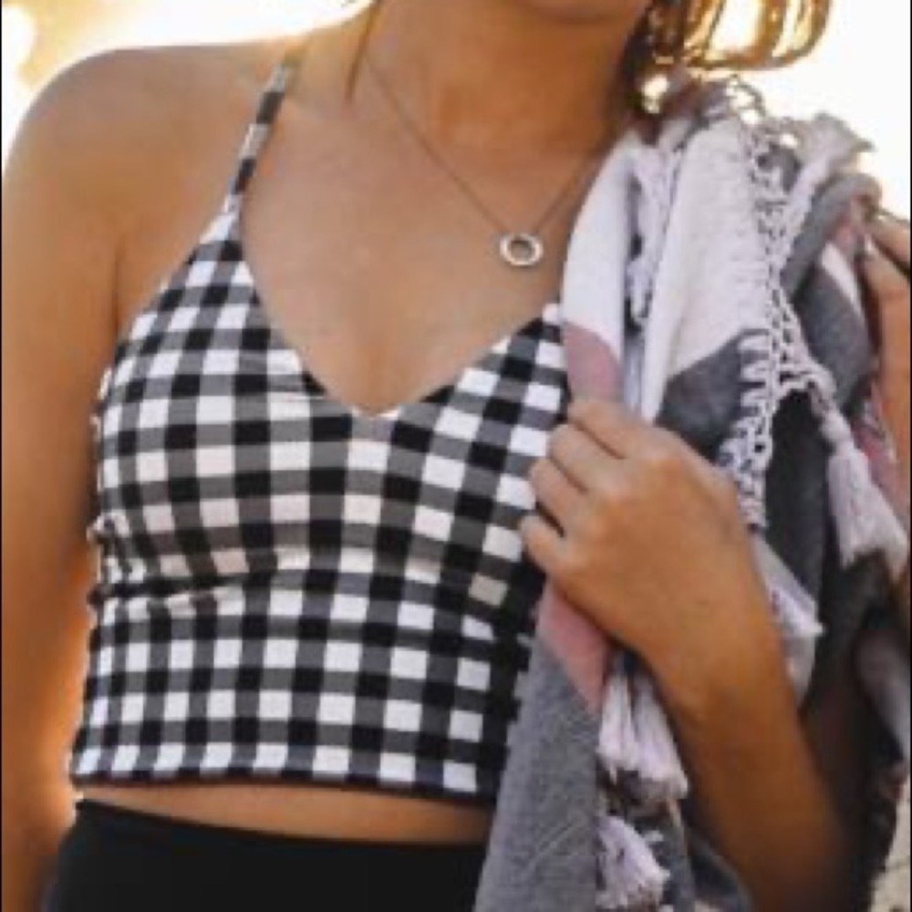 Candy Strand reversible crop swim top